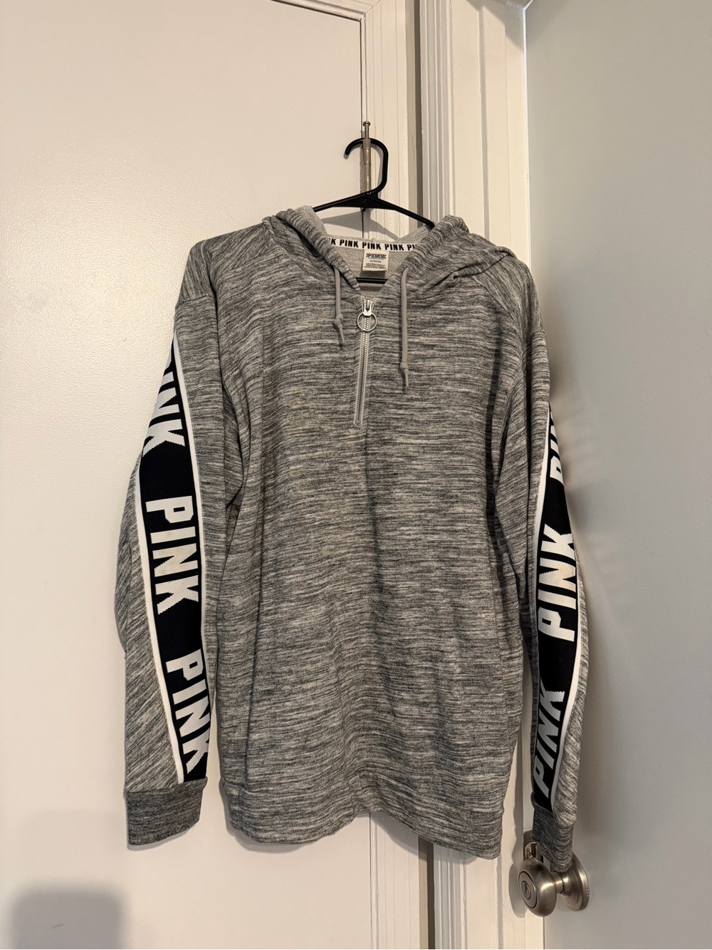 PINK Victoria's Secret Gray Heather Half-Zip Hoodie Sweater